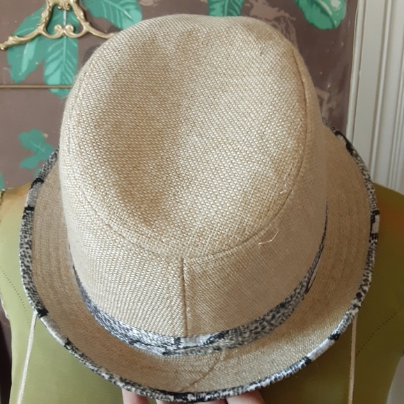 Canvas Hat with Satiny Animal Print Band - Picture 6 of 10